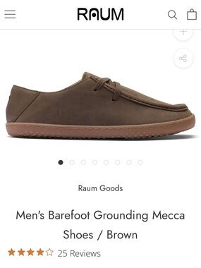 RAUM Men's Barefoot Grounding Mecca Shoes / Brown
US Size 8